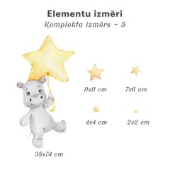 Детская интерьерная наклейка Детеныш бегемота со звездами цена и информация | Декоративные наклейки | 220.lv
