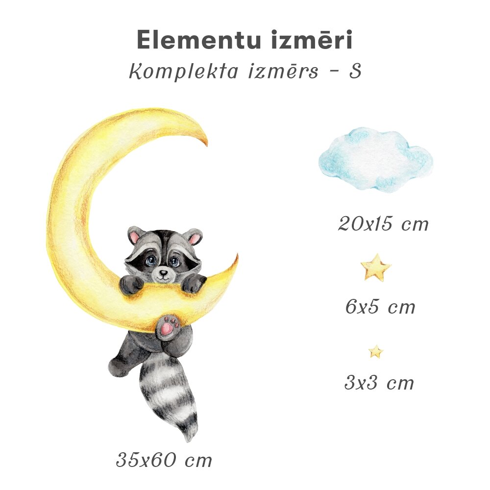 Bērnu interjera uzlīme Jenots uz Mēness cena un informācija | Dekoratīvās uzlīmes | 220.lv