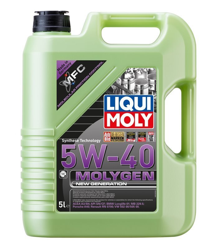 Sintētiskā motoreļļa LIQUI-MOLY Molygen New Generation 5W-40, 5L cena un informācija | Motoreļļas | 220.lv