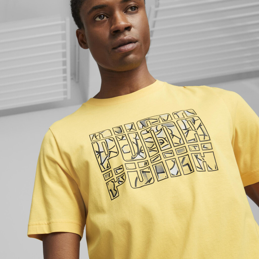 Puma T-Krekli Graphics Summer Tee Yellow 674482 40 674482 40/L цена и информация | Vīriešu T-krekli | 220.lv