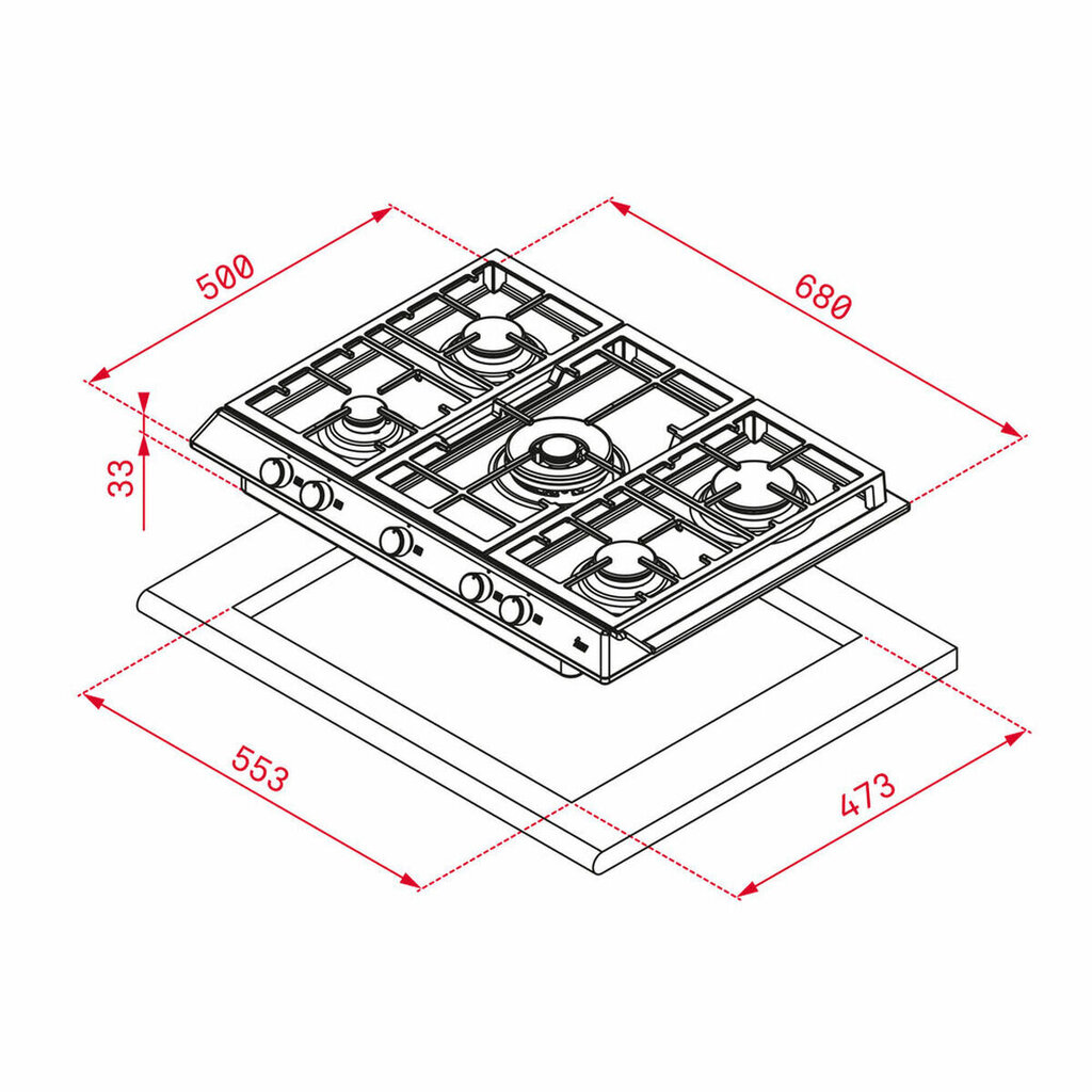 Gāzes plāksne Teka EX70 1 5G 11300W (68 CM) cena un informācija | Plīts virsmas | 220.lv