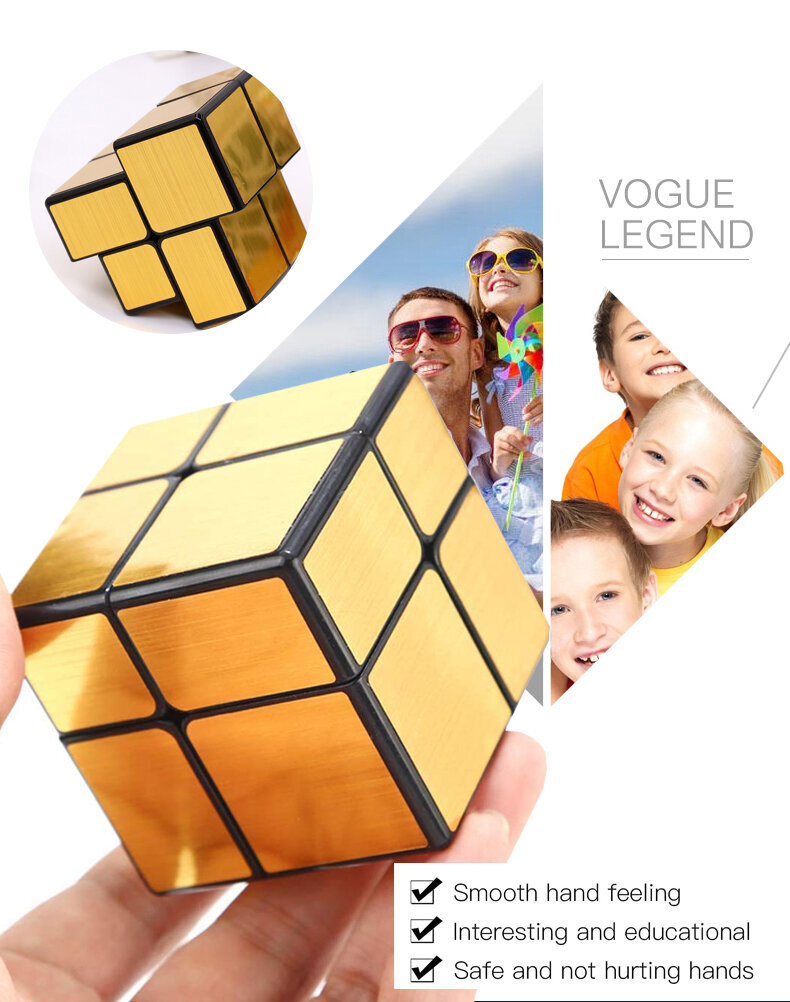 Prāta mežģis Rubika kubs 2x2, spoguļstikls, zelta krāsā cena un informācija | Galda spēles | 220.lv