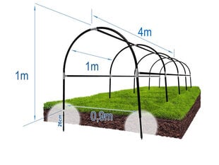 Каркас парника "4M" с 3 креплениями цена и информация | Теплицы | 220.lv