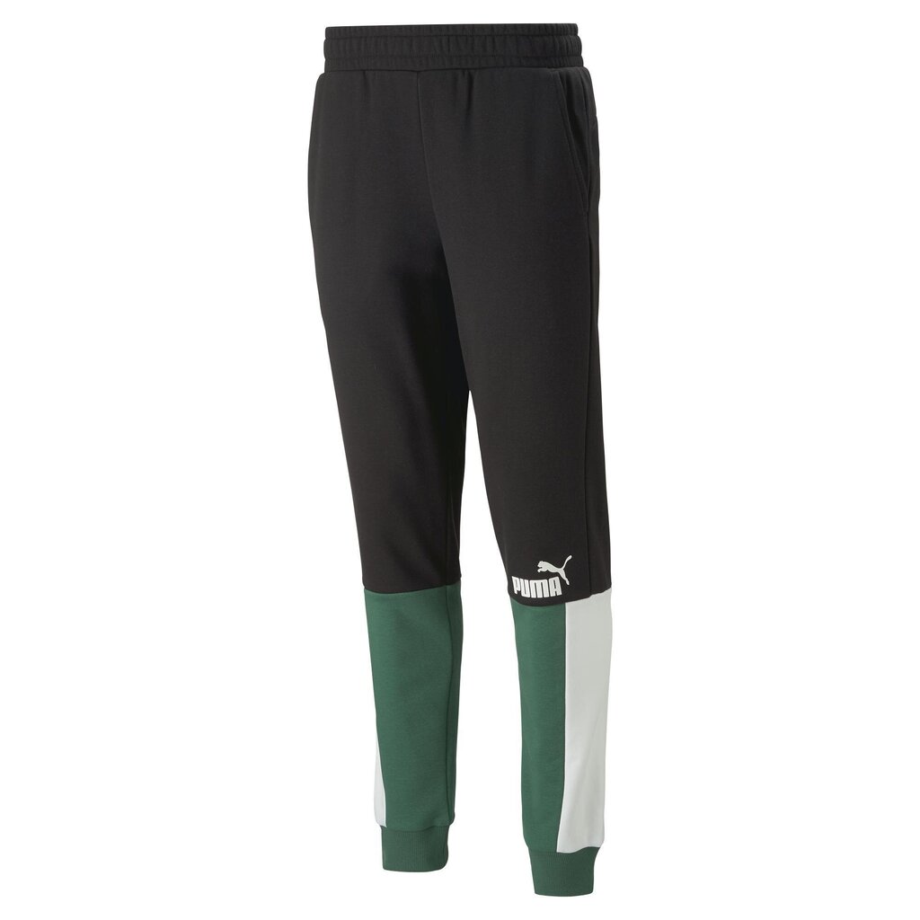 Puma Bikses Ess+ Block Sweatpants Black White Green 848007 37 цена и информация | Sporta apģērbs vīriešiem | 220.lv