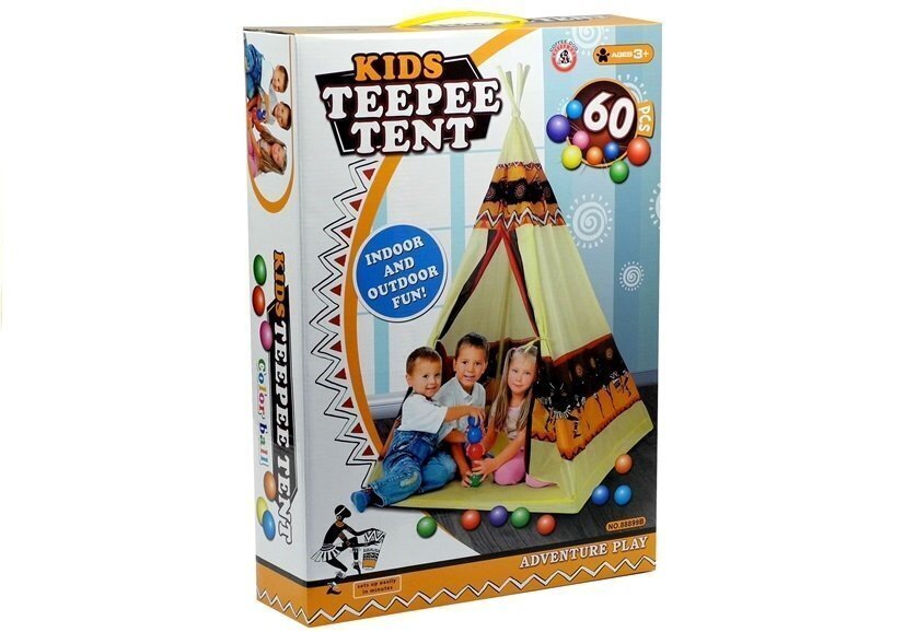 Indiešu stila telts bērniem ar bumbiņām Kids Teepee Tent cena un informācija | Bērnu rotaļu laukumi, mājiņas | 220.lv