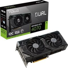 Asus Dual GeForce RTX 4070 OC Edition 12 GB GDDR6X DUAL-RTX4070-O12G cena un informācija | Asus Datortehnika | 220.lv