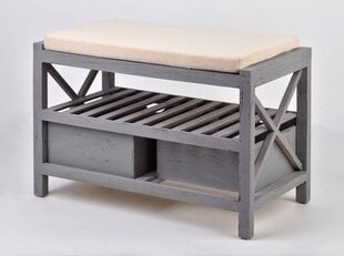 Lumarko Marco skapītis ar sēdekli 64x33x41 cm, gaiši pelēks cena un informācija | Apavu skapji, apavu plaukti, priekšnama soliņi | 220.lv