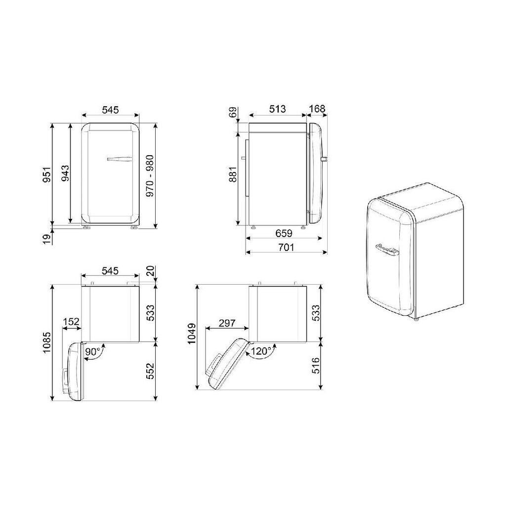 Ledusskapis Smeg FAB10LRD5 Sarkans цена и информация | Ledusskapji | 220.lv