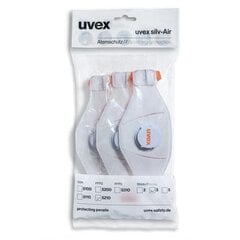 Маска для лица UVEX Silv-Air Premium 5210 FFP2, складная с клапаном, белая, в упаковке 3 шт. цена и информация | Защита головы | 220.lv
