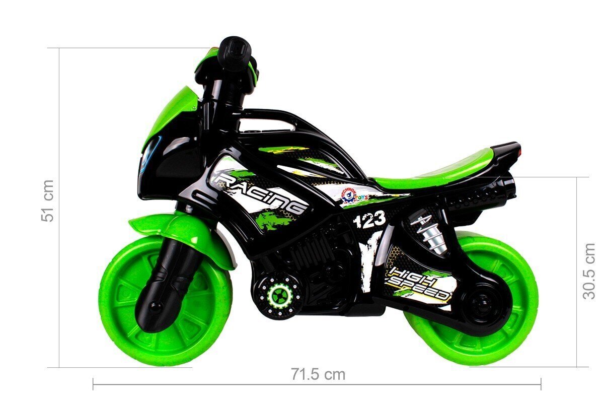 Stumjams motocikls TechnoK, Zaļš cena un informācija | Rotaļlietas zēniem | 220.lv
