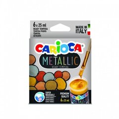 Tempera krāsas Carioca Metallic, 6 krāsas (pa 25 ml) cena un informācija | Modelēšanas un zīmēšanas piederumi | 220.lv