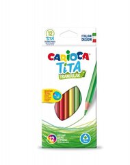 Trīsstūrveida krāsainie zīmuļi Carioca Tita, 12 krāsas cena un informācija | Modelēšanas un zīmēšanas piederumi | 220.lv