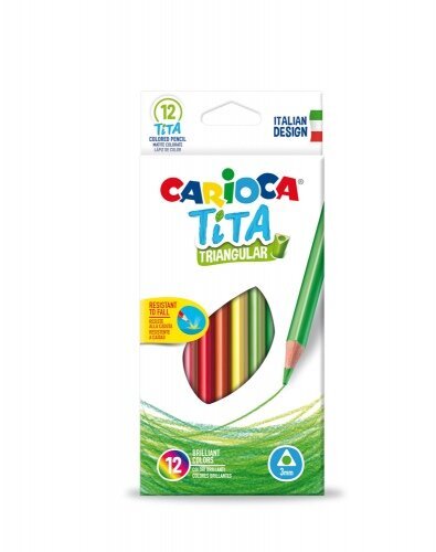 Trīsstūrveida krāsainie zīmuļi Carioca Tita, 12 krāsas цена и информация | Modelēšanas un zīmēšanas piederumi | 220.lv