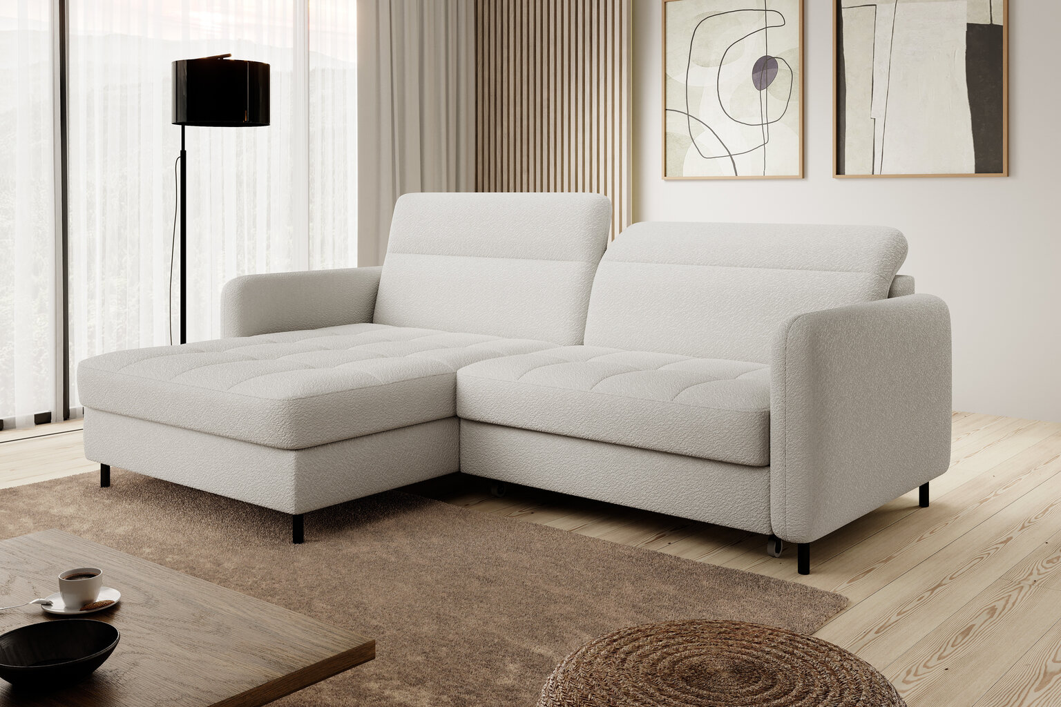 Stūra dīvāns NORE Gomsi Royal 01, balts cena un informācija | Stūra dīvāni | 220.lv