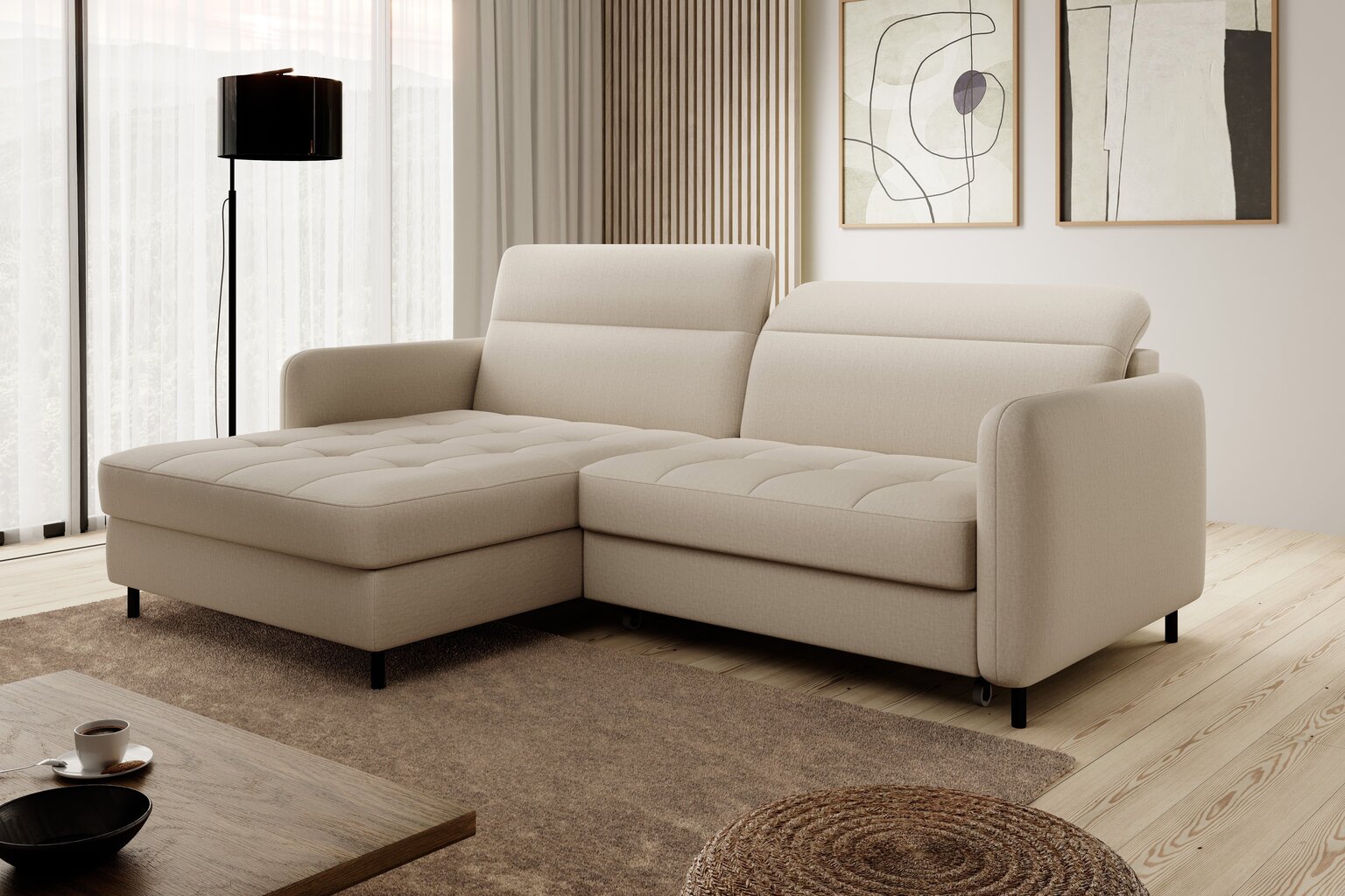 Stūra dīvāns NORE Gomsi Manhattan 18, smilškrāsas цена и информация | Stūra dīvāni | 220.lv