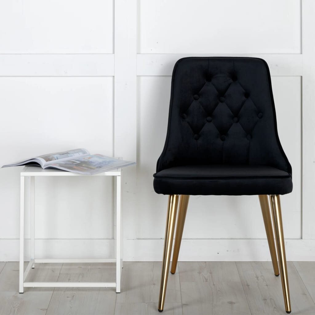 Venture Home virtuves krēsli Velvet Deluxe, 2 gab., samts, melni цена и информация | Virtuves un ēdamistabas krēsli | 220.lv