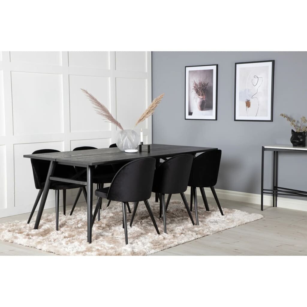 Venture Home virtuves krēsli Velvet, 2 gab., samts, melni цена и информация | Virtuves un ēdamistabas krēsli | 220.lv