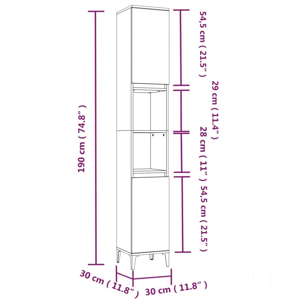 vidaXL 3-daļīgs vannasistabas mēbeļu komplekts, inženierijas koks cena un informācija | Vannas istabas mēbeļu komplekti | 220.lv