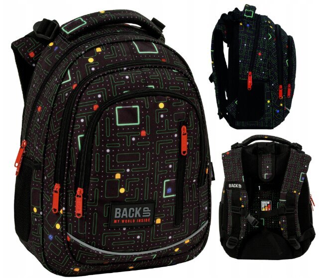 3 nodalījumu skolas mugursoma Backup black 18 l cena un informācija | Skolas somas | 220.lv