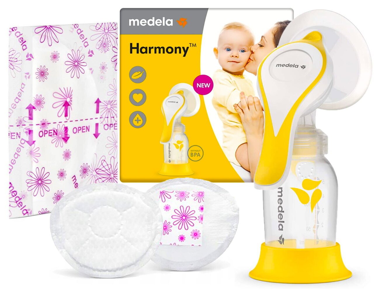 Harmony flex divi posmi, krūts sūknis, manuālai lietošanai, uz krūtīm, Medela cena un informācija | Preces zīdaiņu barošanai | 220.lv