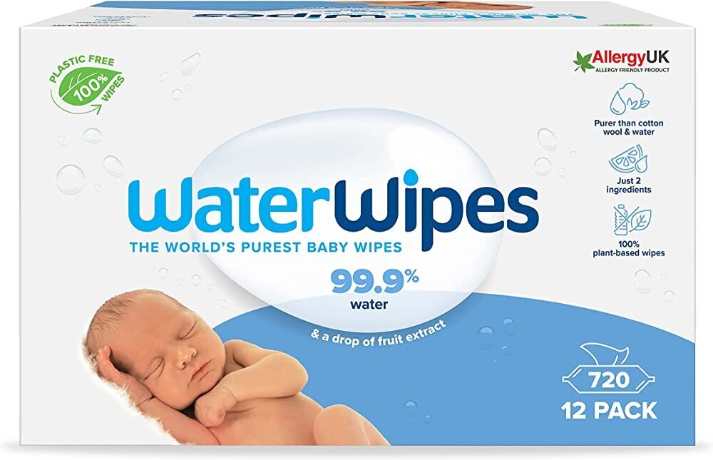 Mitrās salvetes 12 x 60, WaterWipes cena un informācija | Mitrās salvetes, vienreizlietojamie paladziņi | 220.lv