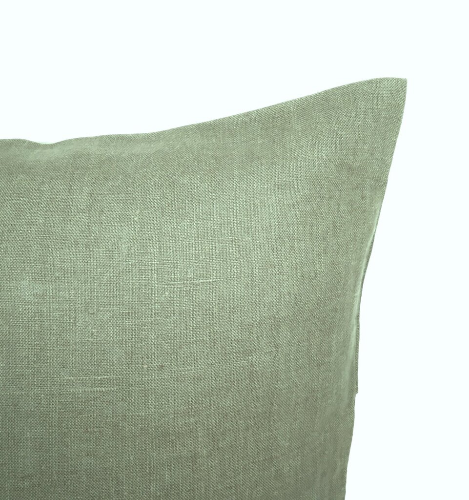 Lina spilvendrāna pārvalks, 50x50 cm, zaļš cena un informācija | Gultas veļas komplekti | 220.lv