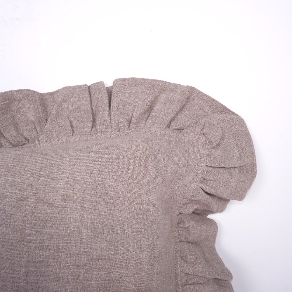 Lina spilvendrāna pārvalks Ruffle, 50x50 cm, brūns cena un informācija | Gultas veļas komplekti | 220.lv