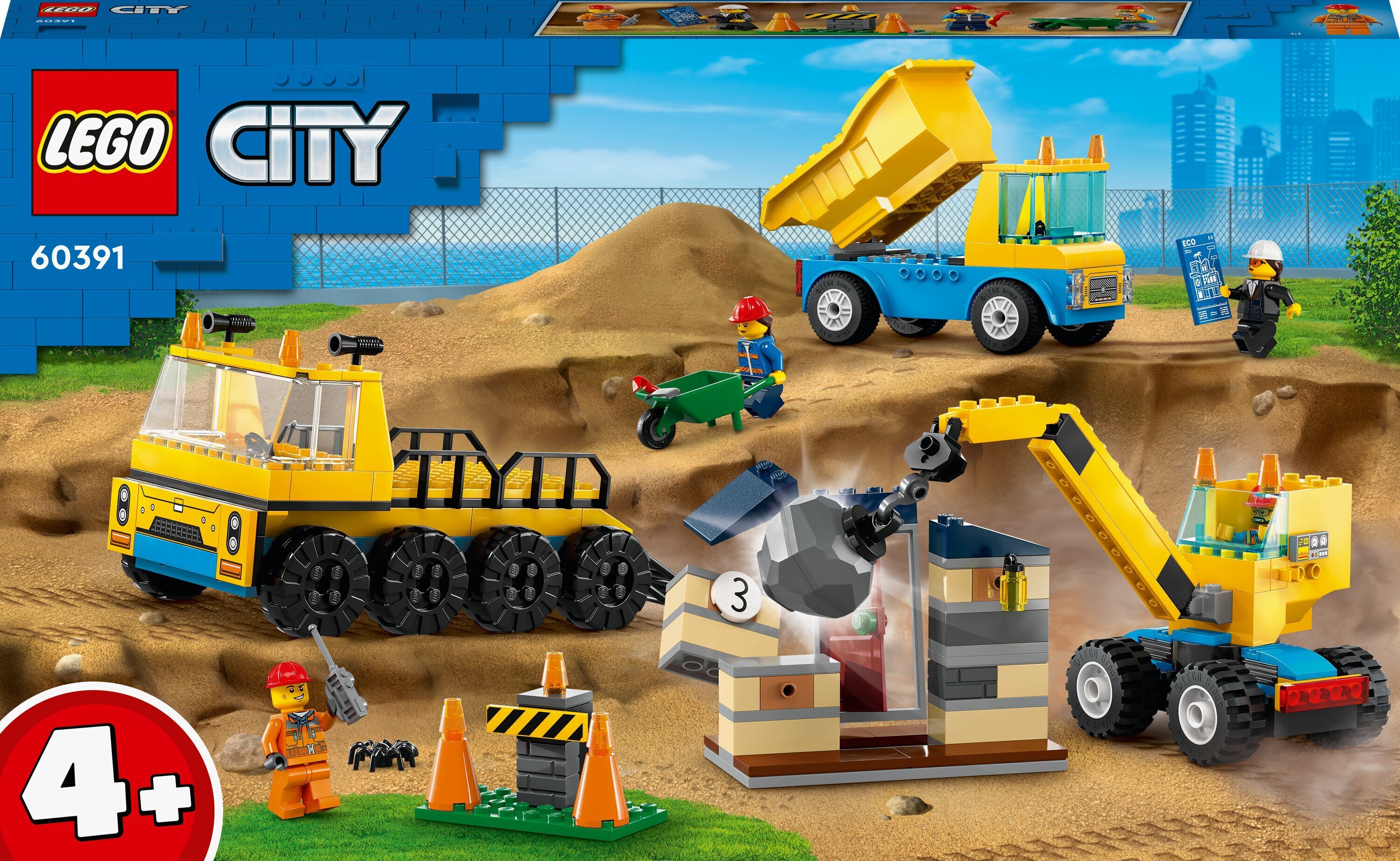 60391 LEGO® City Строительные машины и кран с шаром для разрушения цена |  220.lv