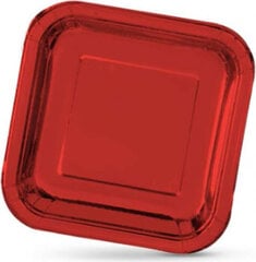 Algon Šķīvju komplekts Algon Kvadrāta Kartons Vienreizējas lietošanas 23 x 23 x 1,5 cm Sarkans 10 gb. cena un informācija | Vienreizējie trauki | 220.lv