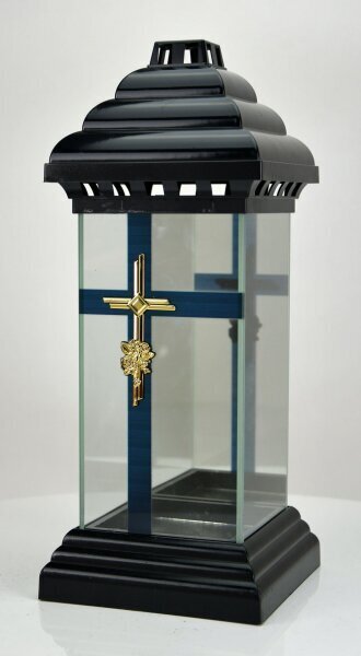 Svečturis kapsētai KVADRĀTS zelta krāsā ar melnu krustu cena un informācija | Kapu sveces | 220.lv
