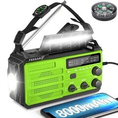 Фонарик Feegar Renewable Radio Solar Powerbank 8000 мАч цена и информация | Радиоприемники и будильники | 220.lv