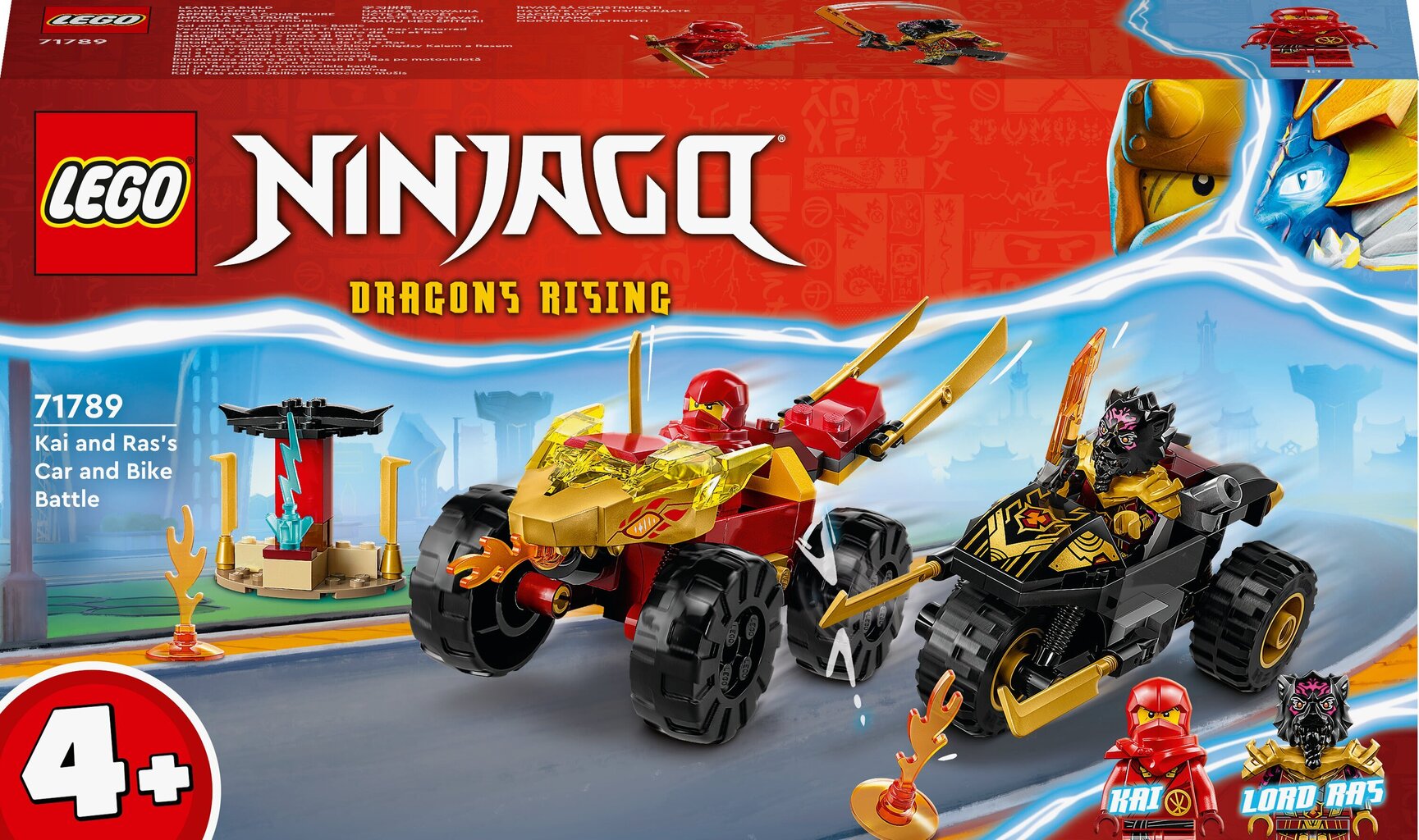 71789 LEGO® NINJAGO Kai un Ras: auto un motocikla kauja cena un informācija | Konstruktori | 220.lv