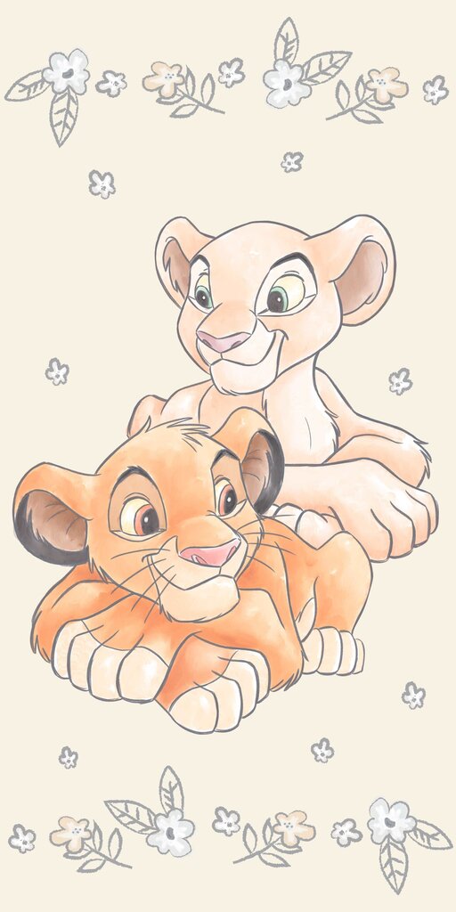 Bērnu dvielis Disney The Lion King Simba & Nala , 70x140 cm cena un informācija | Dvieļi | 220.lv