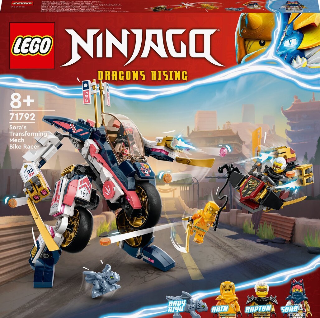 71792 LEGO® NINJAGO Sora pārveidojamais motocikla sacīkšu robots цена и информация | Konstruktori | 220.lv