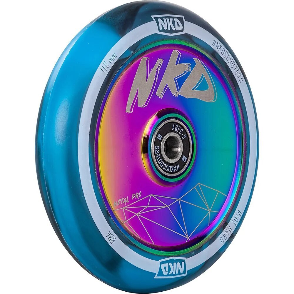 Riepiņas - NKD Metal Pro Scooter Wheel 110mm (Krāsa: Blue/Rainbow) cena un informācija | Skrejriteņi | 220.lv