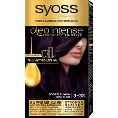 Ilgnoturīga matu krāsa ar eļļām Syoss Oleo Intense 3-33 cena un informācija | Matu krāsas | 220.lv