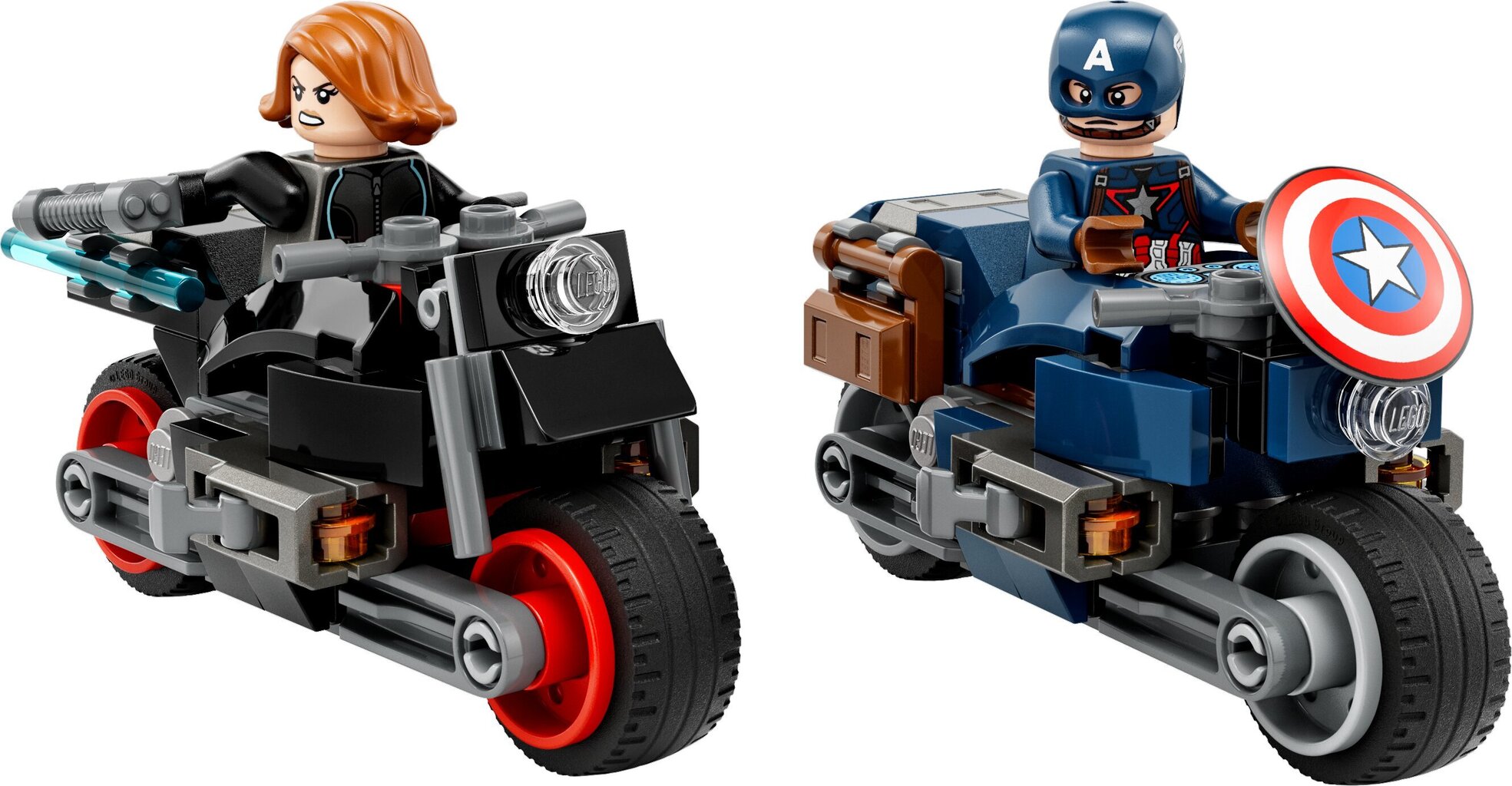 76260 LEGO® Marvel Melnās atraitnes un Kapteiņa Amerikas motocikli cena un informācija | Konstruktori | 220.lv