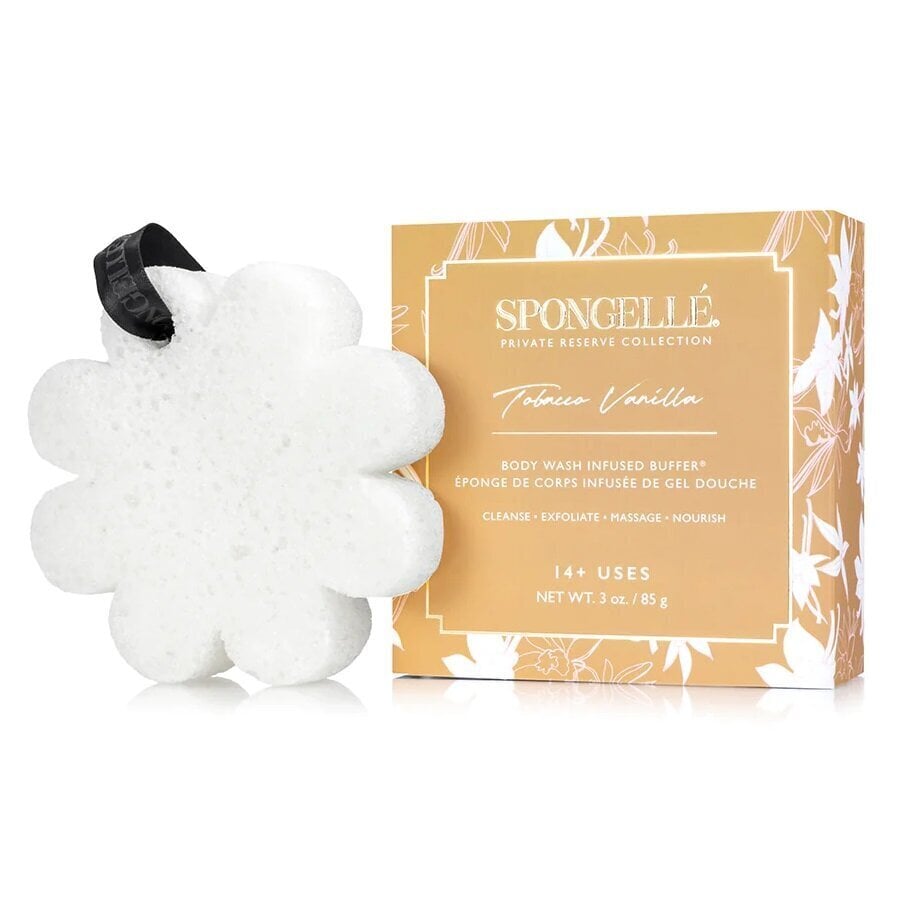 Ķermeņa sūklis piesātināts ar dušas gelu Spongelle White Flower Tobacco Vanilla White, 85 g цена и информация | Dušas želejas, eļļas | 220.lv