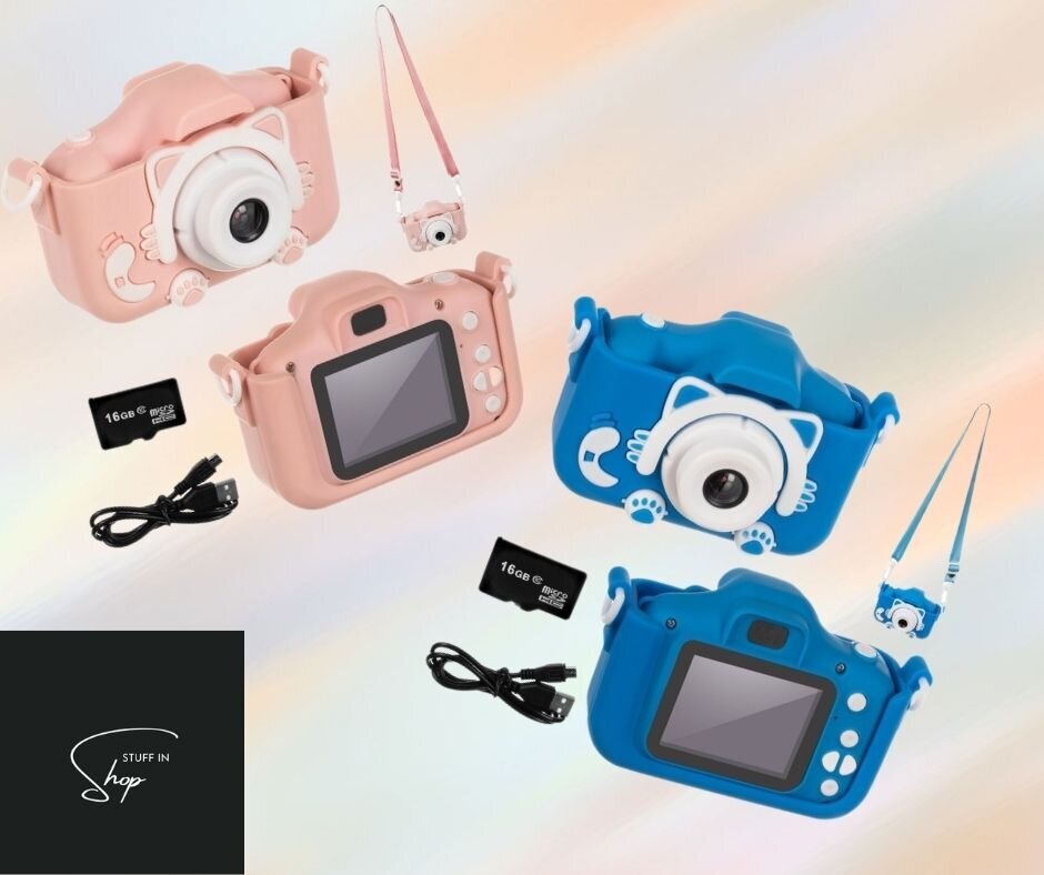 Digitālā kamera bērniem, bērnu kamera cat + 16GB miniSD karte cena un informācija | Attīstošās rotaļlietas | 220.lv