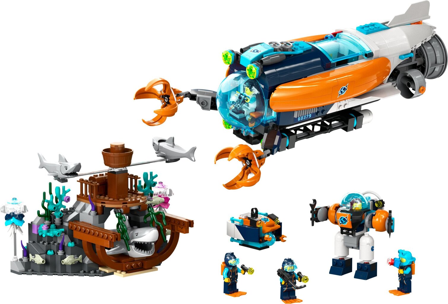 60379 LEGO® City Jūras dzelmes izpētes zemūdene цена и информация | Konstruktori | 220.lv