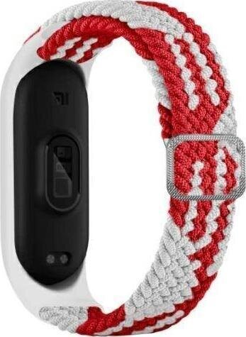 Aproce Beline pasek Mi Band 7/6/5 Textile, Sarkans/Balts cena un informācija | Viedpulksteņu un viedo aproču aksesuāri | 220.lv