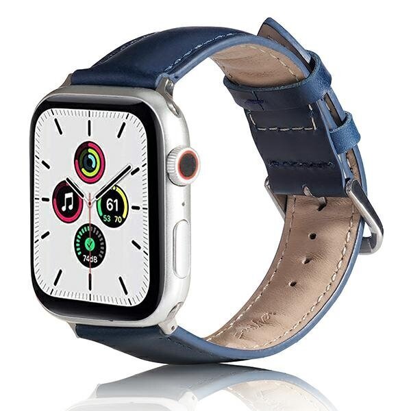 Aproce Beline pasek Apple Watch Leather 38/40/41mm, Zila цена и информация | Viedpulksteņu un viedo aproču aksesuāri | 220.lv