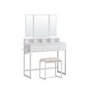 Galds ar atvilktnēm, krēsls, spogulis 40 x 90 x 141 cm balts цена и информация | Kosmētikas galdiņi | 220.lv