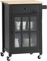 Кухонный шкаф на колесиках FKW98-SCH, черный цвет цена и информация | Кухонные и обеденные столы | 220.lv