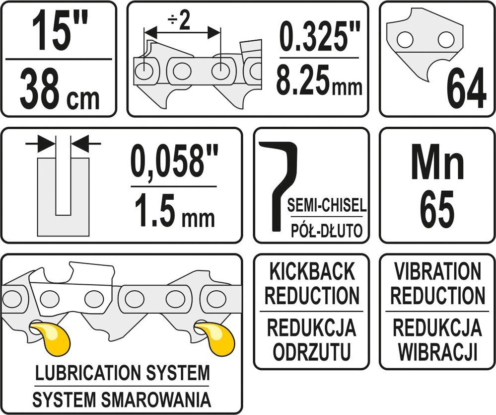 Motorzāģu ķēde 15"/38cm 1.3mm цена и информация | Rokas instrumenti | 220.lv