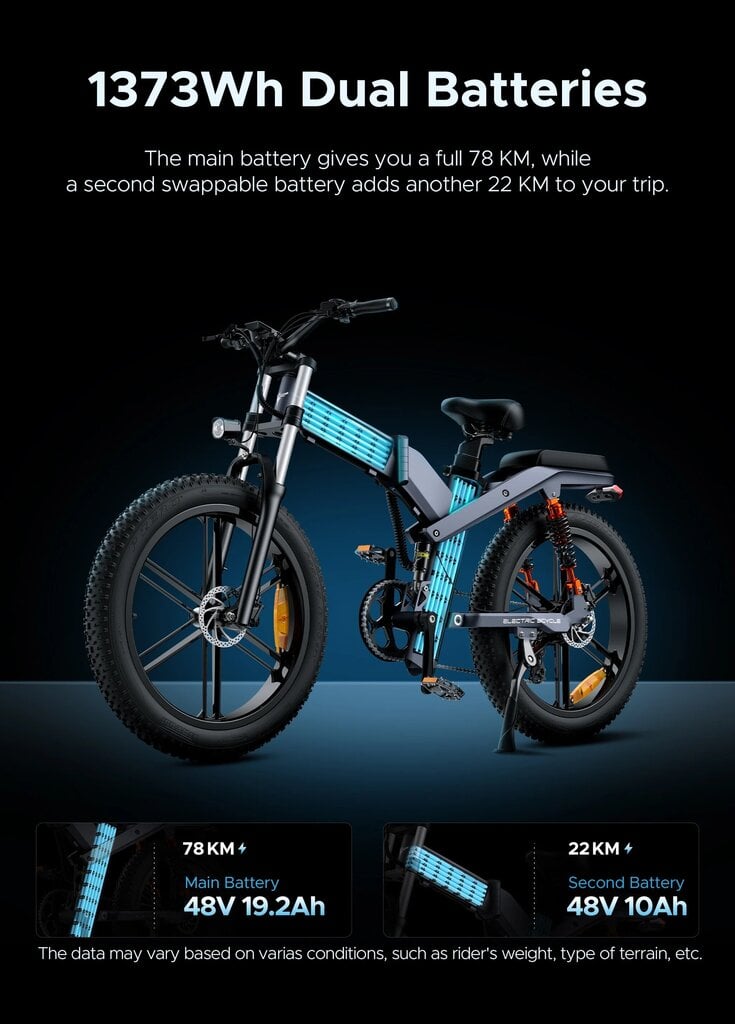 Elektriskais velosipēds Engwe X26, 26", pelēks, 1000W, 28Ah cena un informācija | Elektrovelosipēdi | 220.lv
