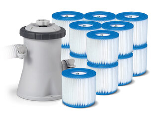 Baseina filtra sūknis, 1250L/h + 13 filtri цена и информация | Фильтры для бассейнов | 220.lv