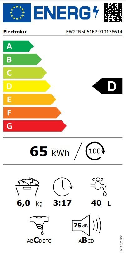 Electrolux EW2TN5061FP cena un informācija | Veļas mašīnas | 220.lv