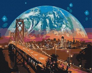 Glezna pēc numuriem - Mēness pār Sanfrancisko cena un informācija | Gleznas pēc numuriem | 220.lv
