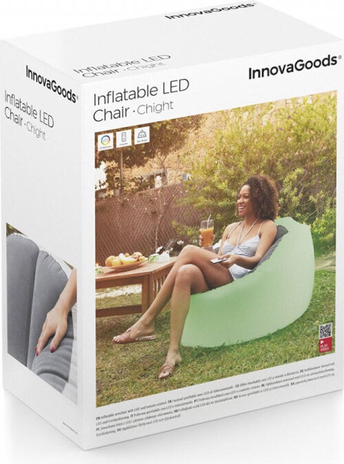 Innovagoods piepūšams krēsls ar daudzkrāsu LED un tālvadības pulti Chight InnovaGoods цена и информация | Piepūšamie matrači un mēbeles | 220.lv